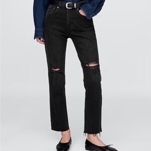 Black distressed denim